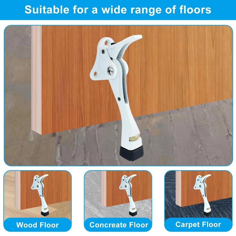 1 Pack Kick Down Door Stopper, White Heavy Duty Kickdown Door Stop for Bottom...