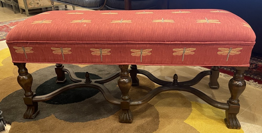 Upholstered bench with Dragonflies