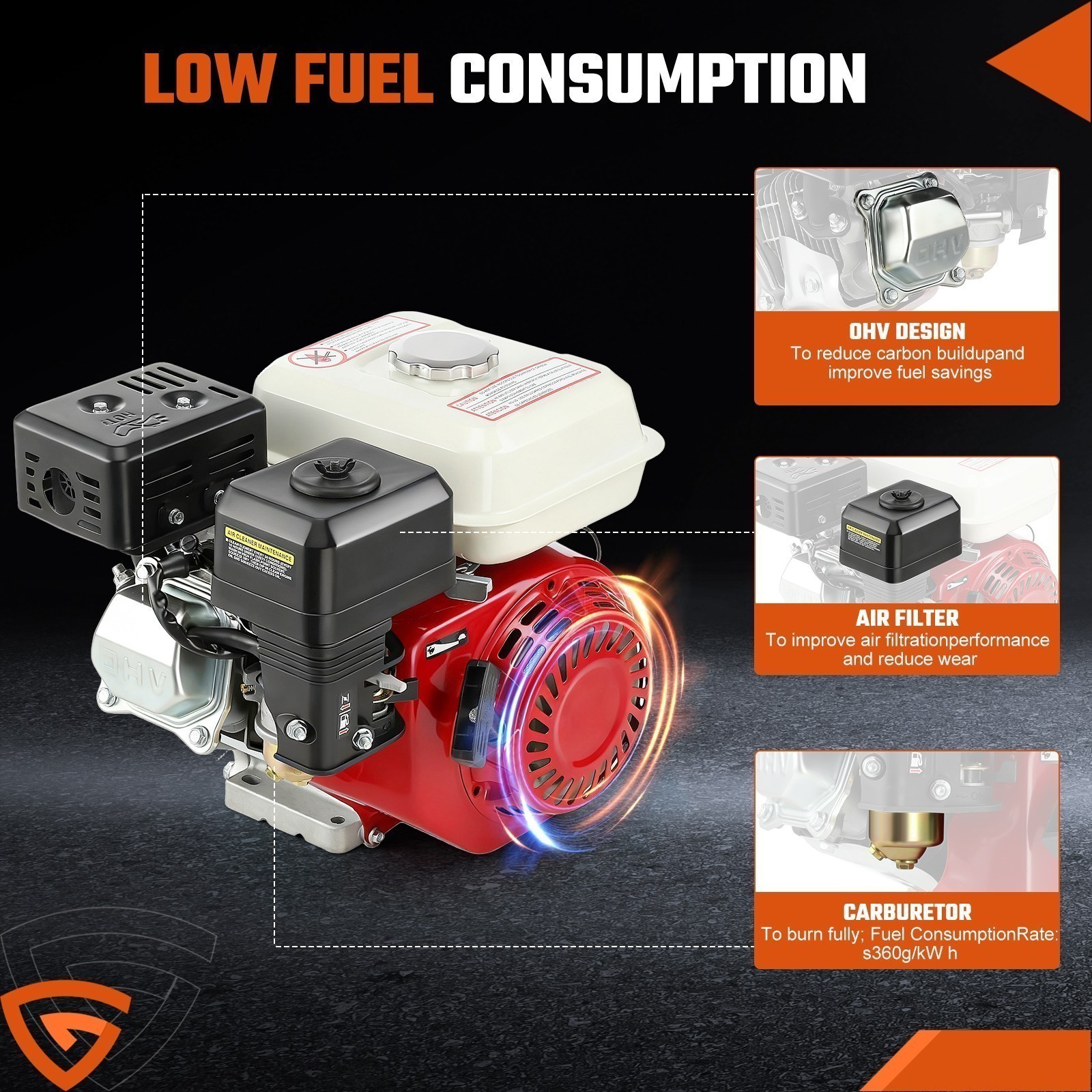 212cc 4-Stroke 7HP Manual Start Horizontal Engine For Go Kart Gas Engine Motor