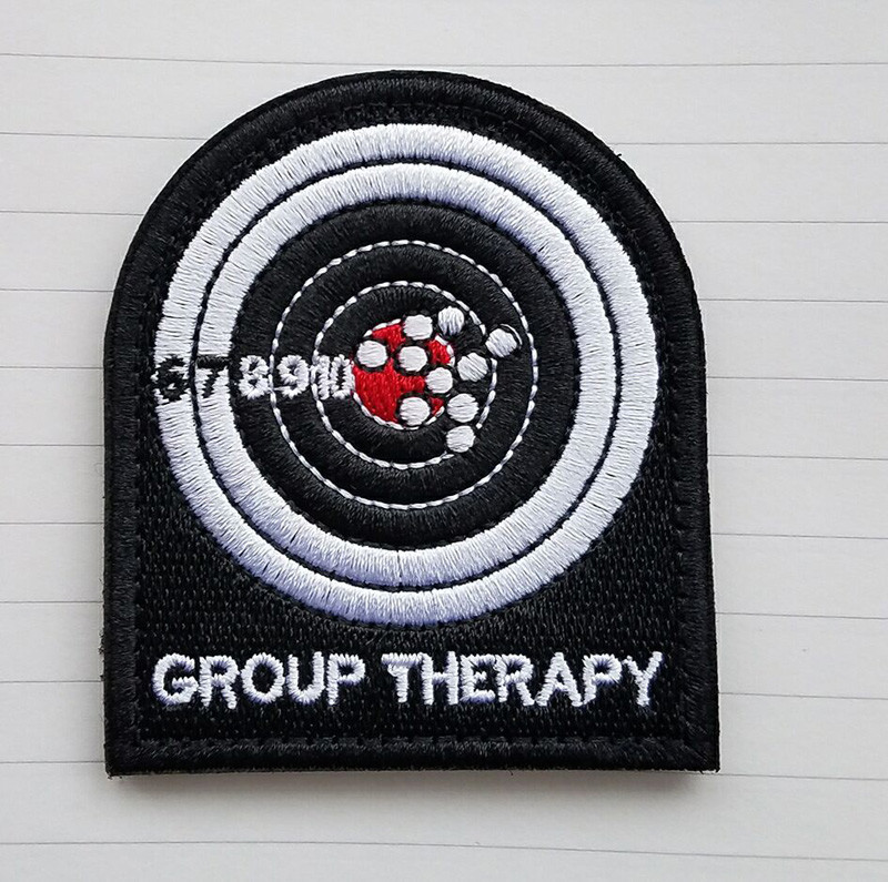 Group Therapy Tactical Combat Army Hook/loop Patch Embroidered Badge Red Dark