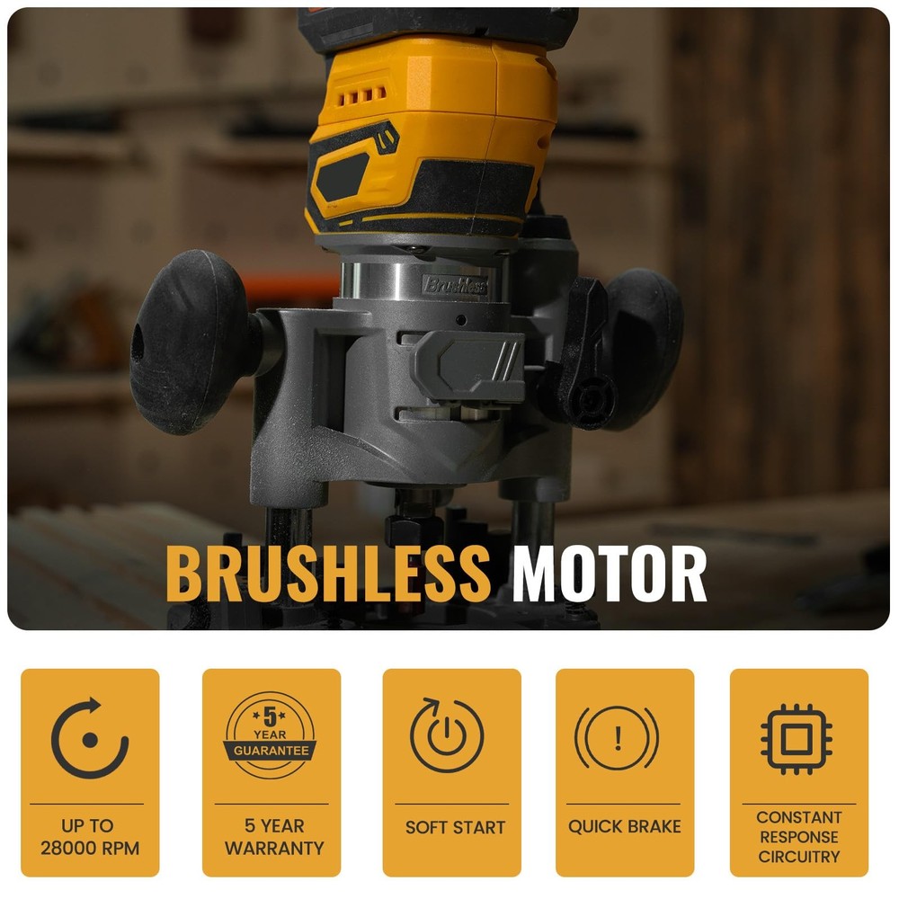 Compact Router Plunge/Fixed Base Kit (Tool Only), Compatible with Dewalt 20V ...