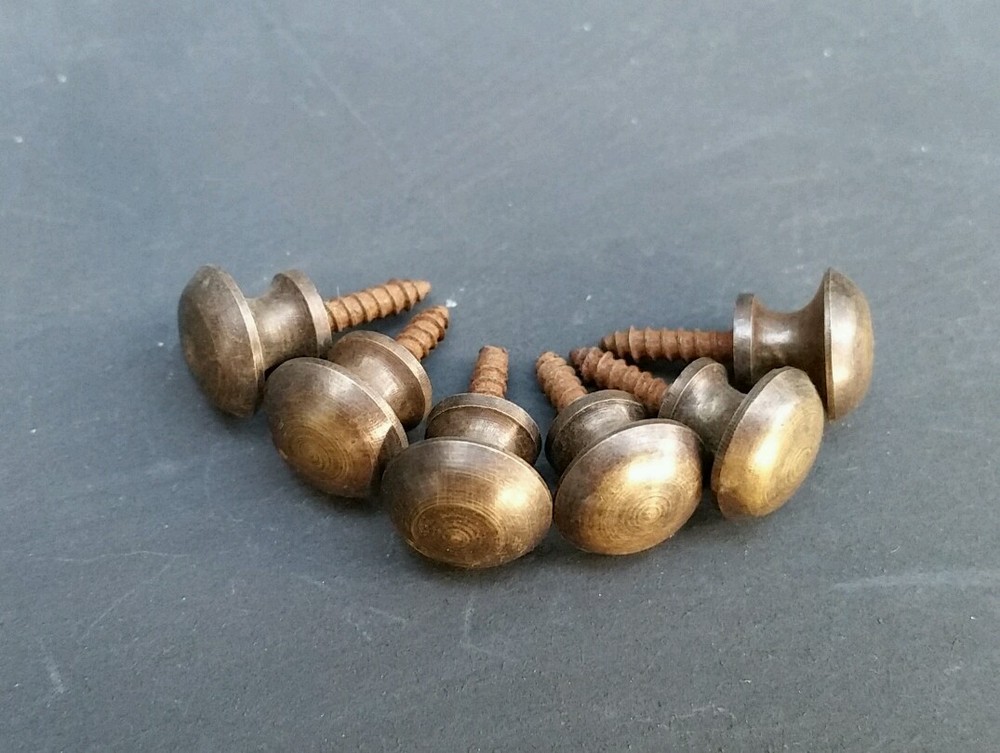 6 Solid Brass VERY SMALL Stacking Barrister Bookcase 7/16" Knobs drawer Pulls #K