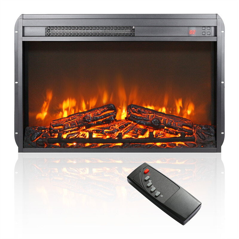 23 Inch Electric Fireplace Insert, Ultra Thin Heater Remote Control with Timer