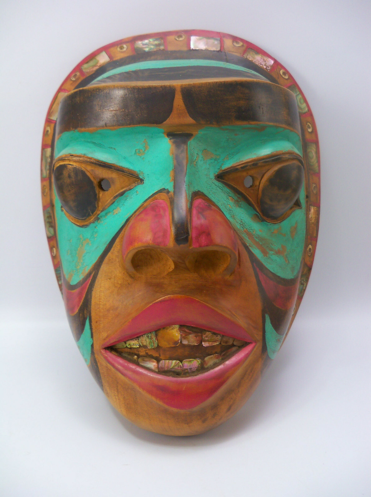 Pacific Northwest Tlingit Haida Bella Coola Native American Abalone Mask