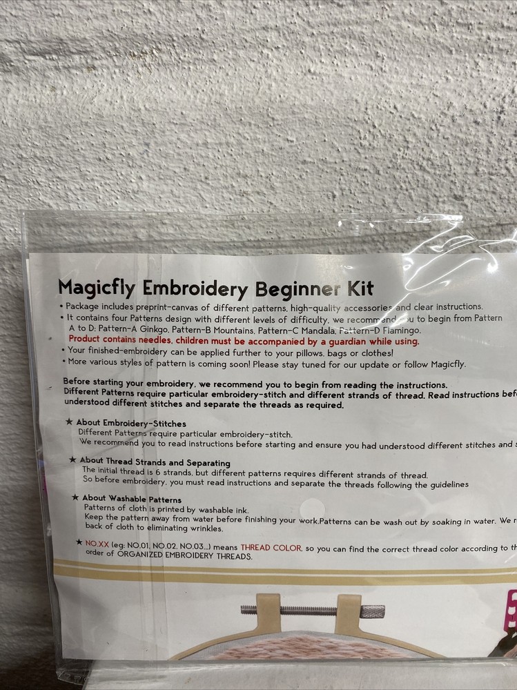 MagicFly Embroidery Beginner Kit MOUNTAINS Preprinted Canvas NIP
