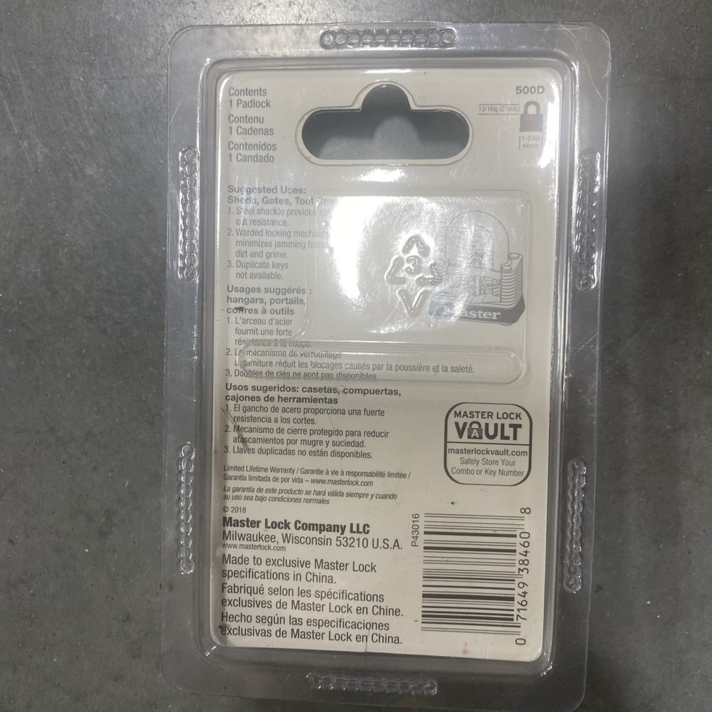 Master Lock 1 3/4in. Warded Padlock, Model# 500D