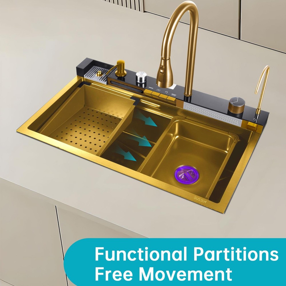 29.5" Multifunctional Workstation Overmount Kitchen Sink Faucet Combo
