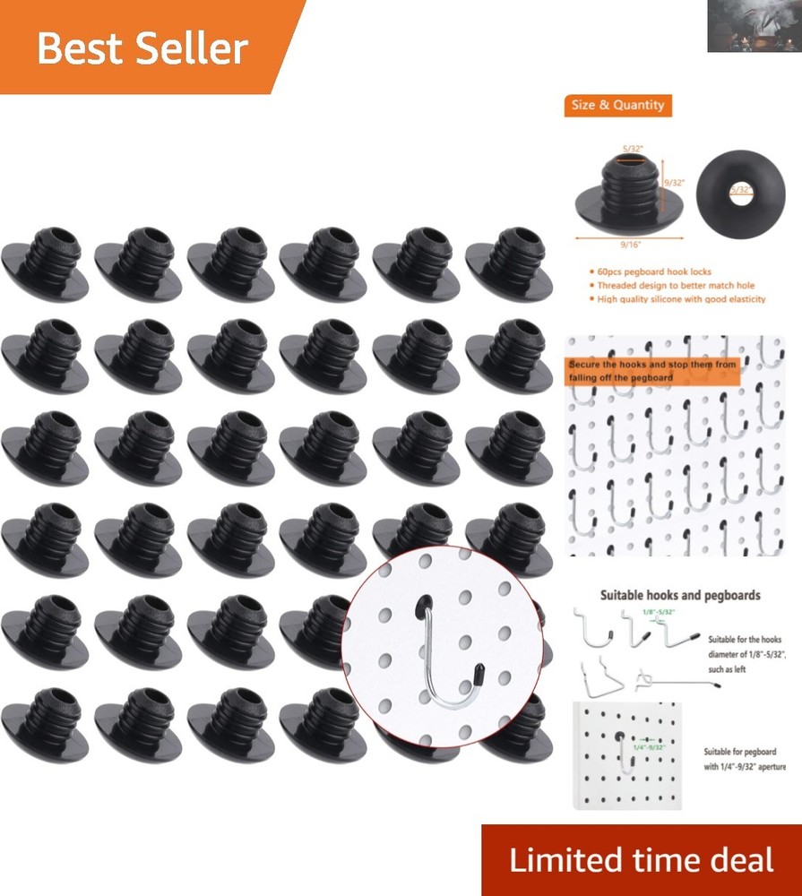 Universal Pegboard Hook Locks - 60 PCS Rust Resistant for Optimal Storage