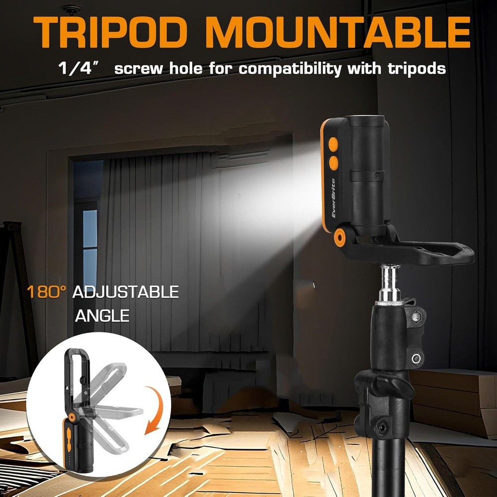 EverBrite 1200LM Rechargeable LED COB Work Light Foldable 180° Adjustable Stand