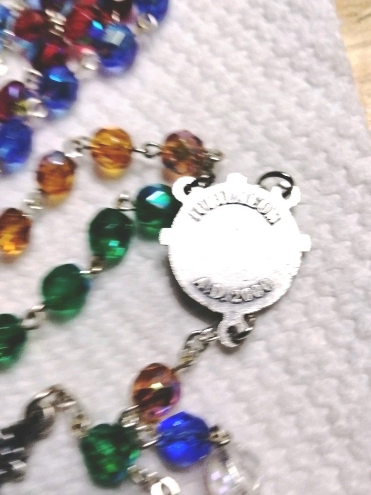 2000 Jubilee Multi Color Crystal Rosary Original Packaging Excellent Condition