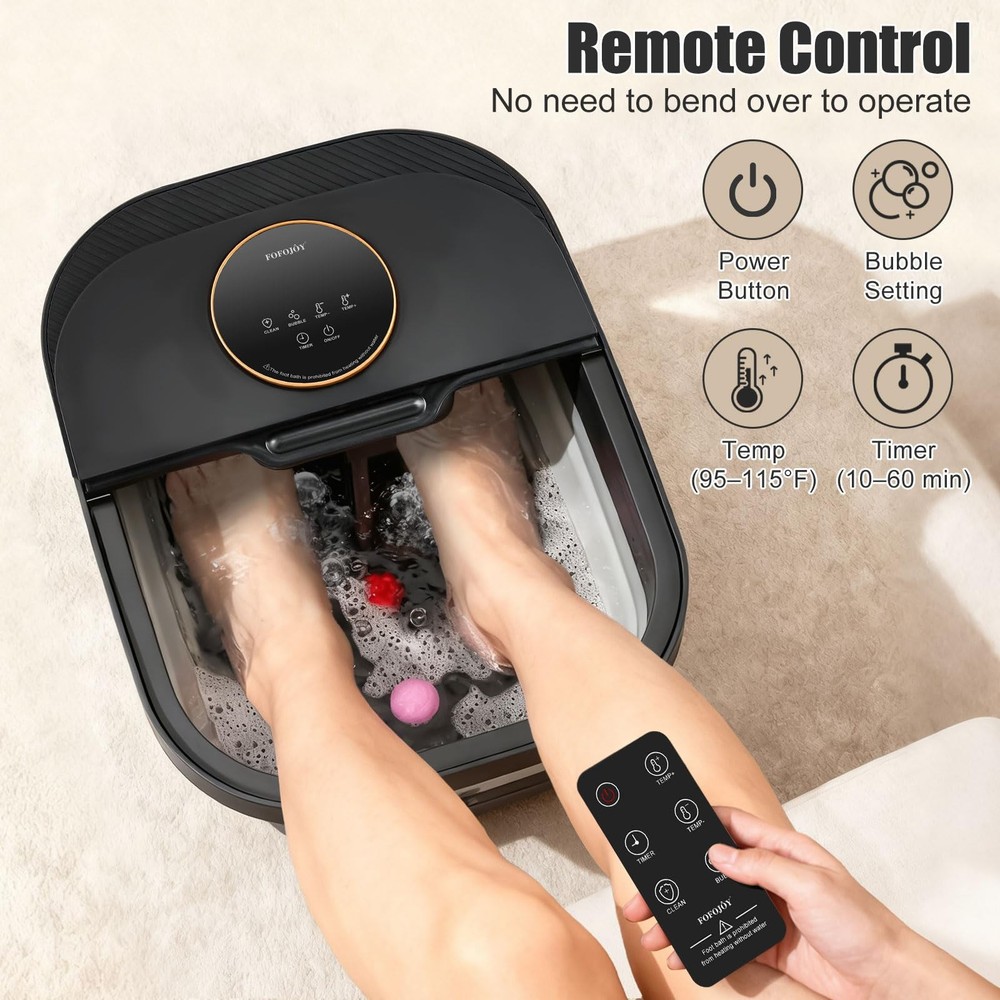 Foot Spa Bath Massager with Heat, Bubble, Temperature Control, Remote Control...