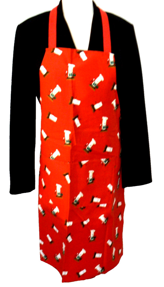 NWOT RED PRINT PATTERN KITCHEN APRON, 100%COTTON