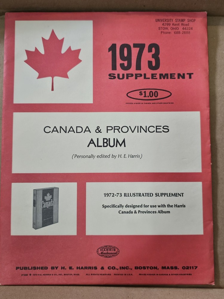 1973 H. E. Harris Canada & Provinces Album Supplement Pages NOS