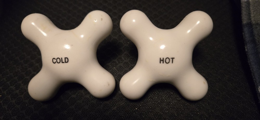 Antique vintage Porcelain faucet knobs Hot/Cold