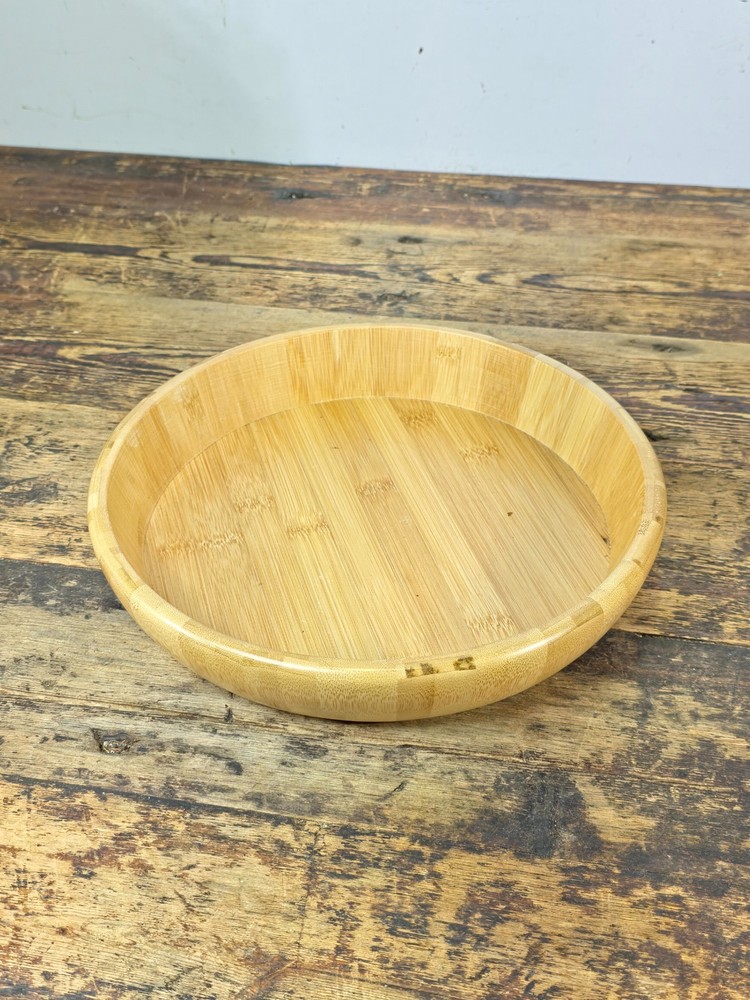Handcrafted Round Bamboo Serving Tray Bowl