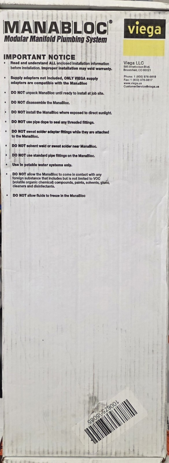 Viega Manabloc 1/2" Press x 24 port Polysulfone Distribution Manifold (9 H/15 C)