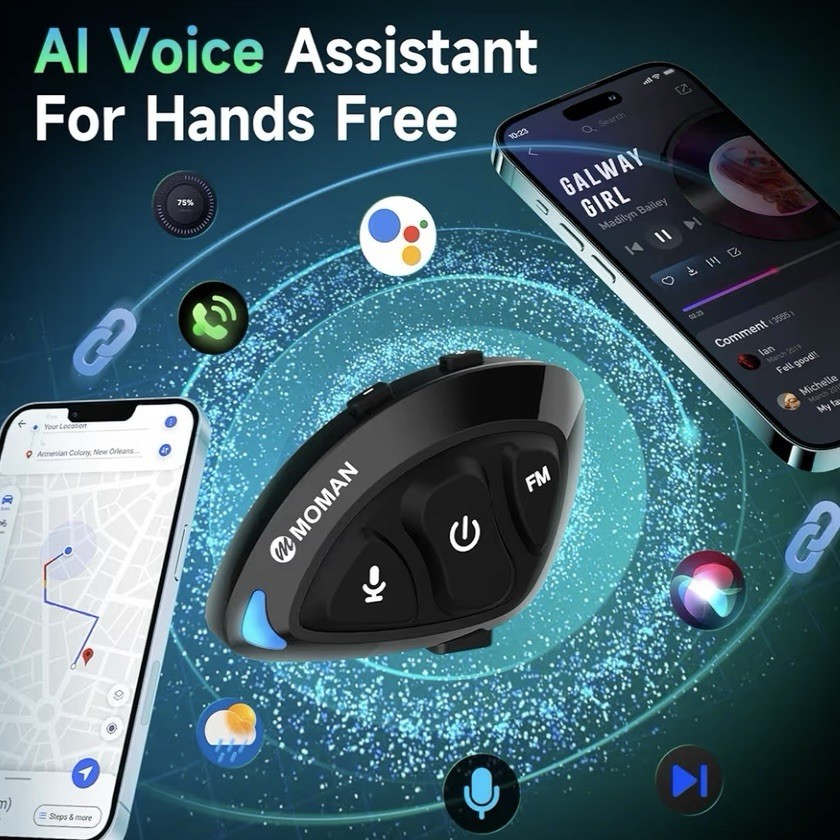 Moman RiderSound Shell Bluetooth Helmet Headset Intercom | FM | Noise Reduction