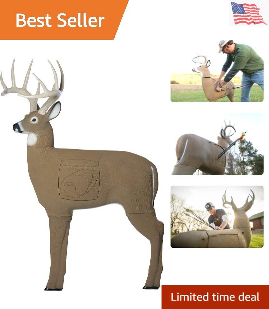 Realistic Lifelike 3D Buck Archery Target - Removable Head - Replaceable Insert