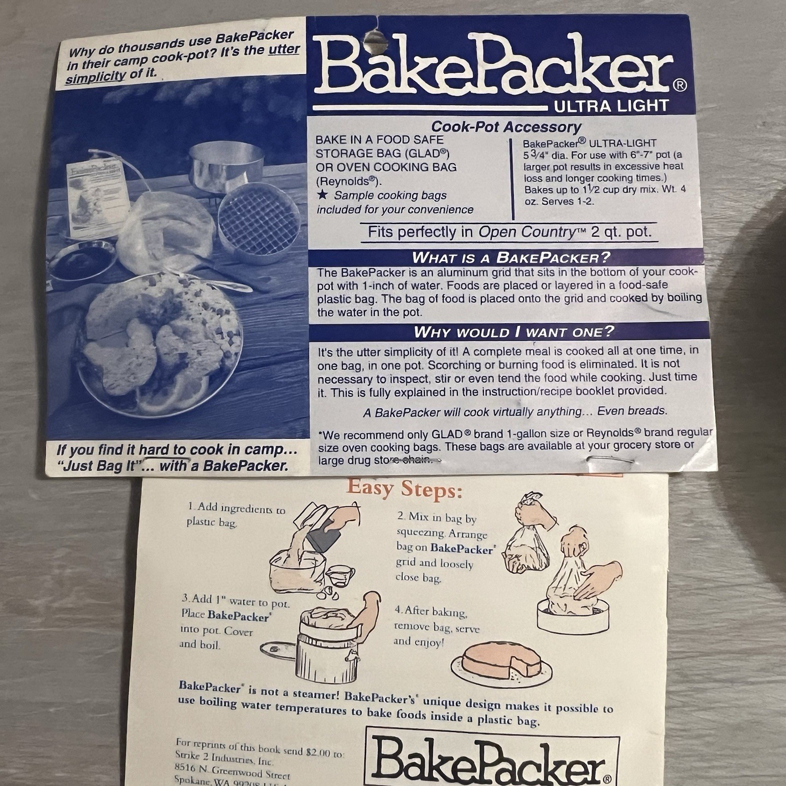 Vintage Bakepacker Ultra-Light Backpacking Camping Oven Portable Cooking Baking