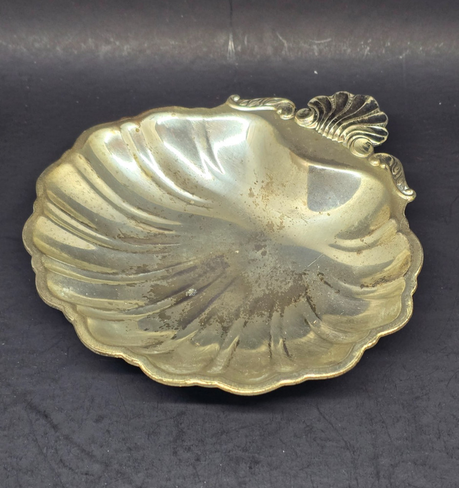 Silverplate Sea Scallop Clam Shell Footed Candy Nut, Keys Trinket Dish