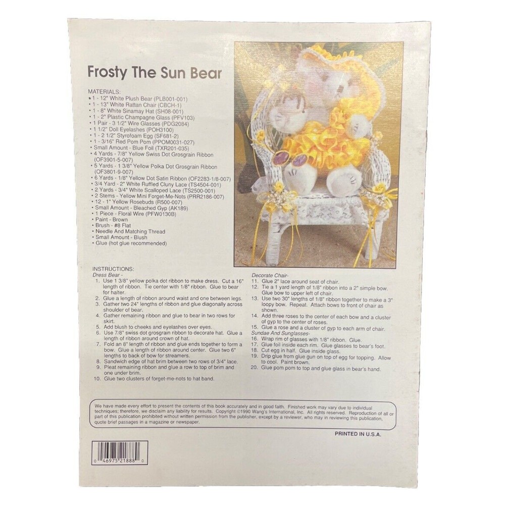Main Attraction Bear Bunnies & Chairs Patterns BKW139