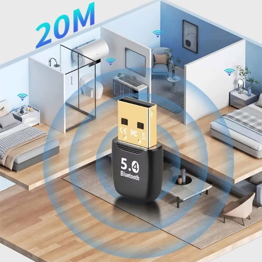 Wireless Bluetooth 5.4 Adapter USB for Non-Bluetooth Computer Streaming Music