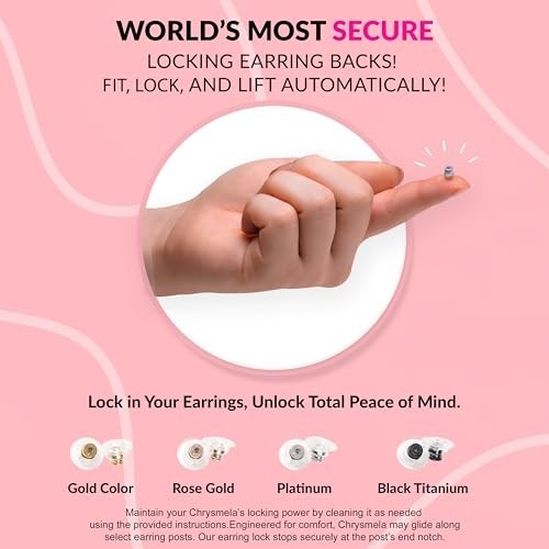 Secure Locking Earring Backs - Platinum Finish, Fits Most Posts, Protects Diamon