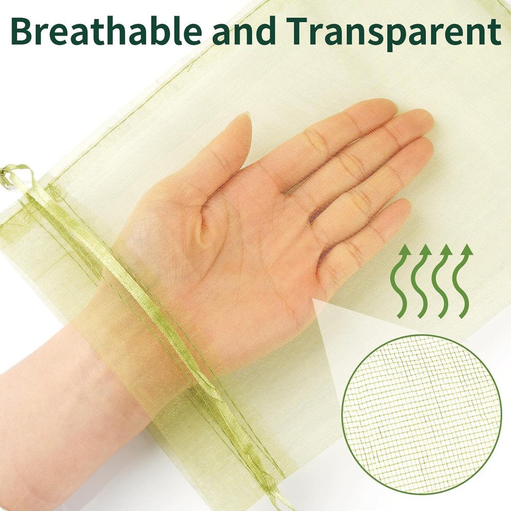 Fruit Protection Bags Mesh Drawstring Garden Tree Cover