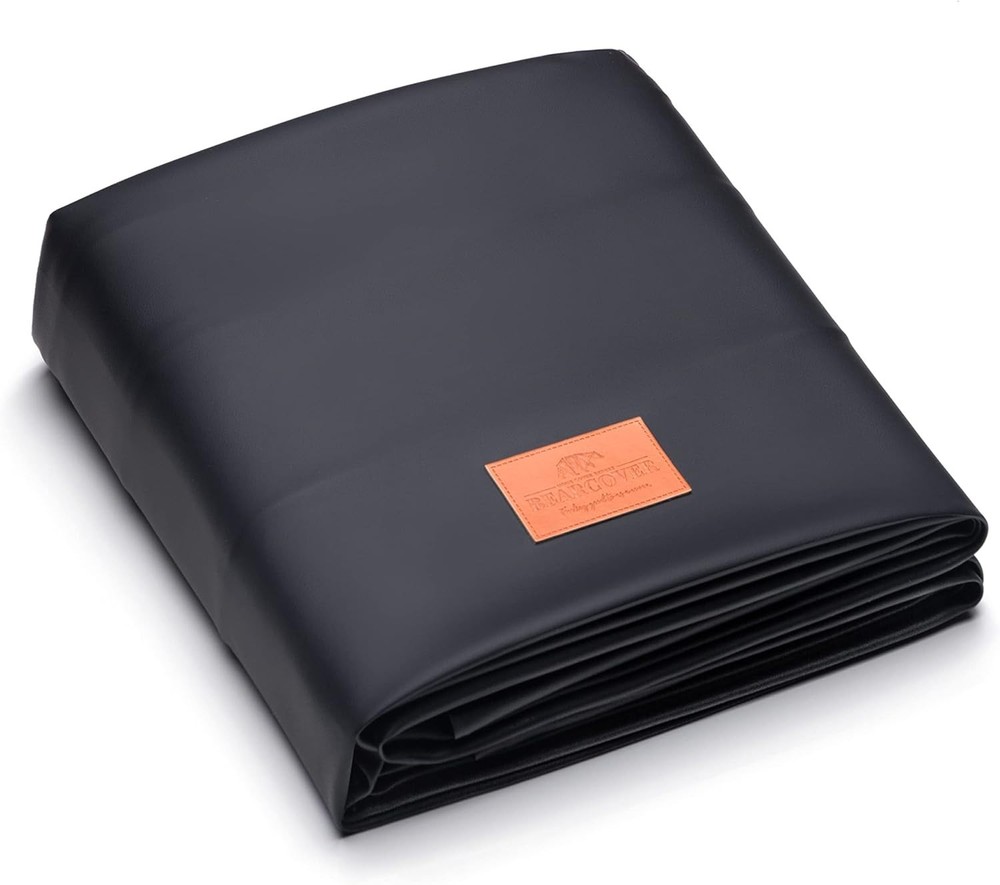 Durable Black Leatherette Pool Table Cover with Adjustable Drawstring – 8FT Size