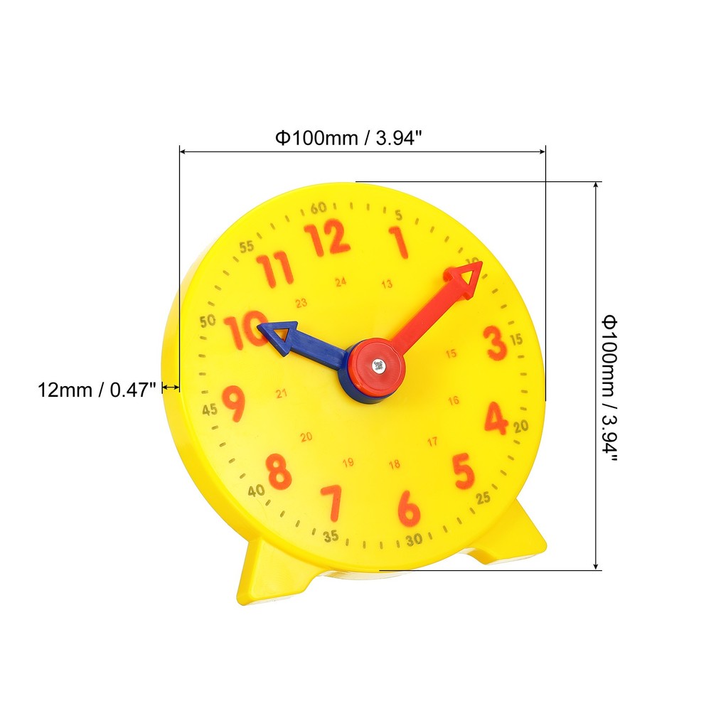4 inch Teaching Clock Learning Time 24 Hour 2 Pointers, Yellow