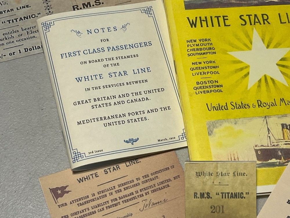 RMS TITANIC, reprint, First Class Passenger on board documents, Nice!