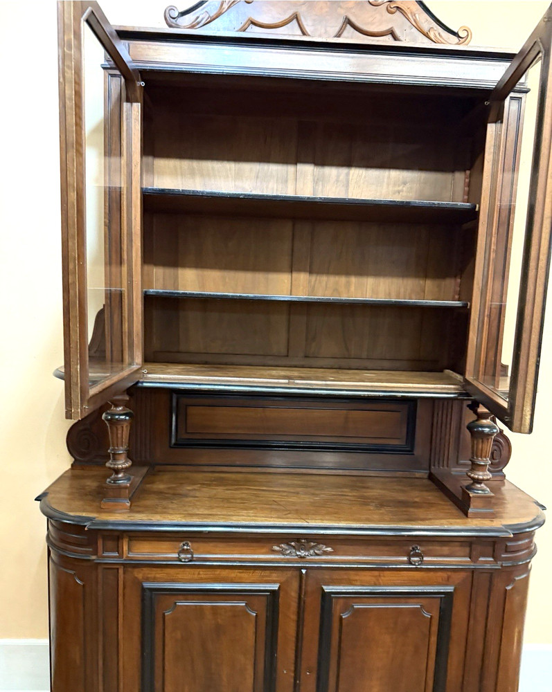 French Walnut louis Phillippe Buffet Sideboard Hutch