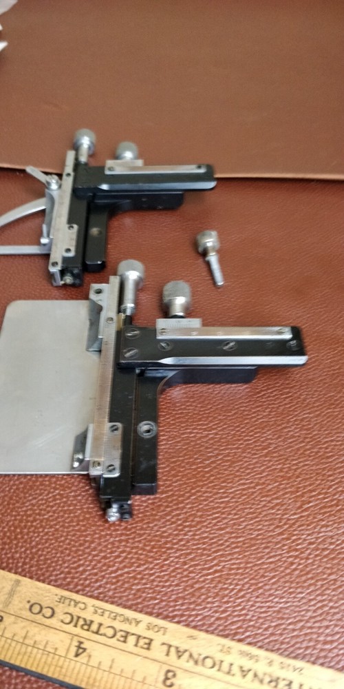 2 Vintage Attachable Mechanical Stage for Microscope BRASS. JAPAN