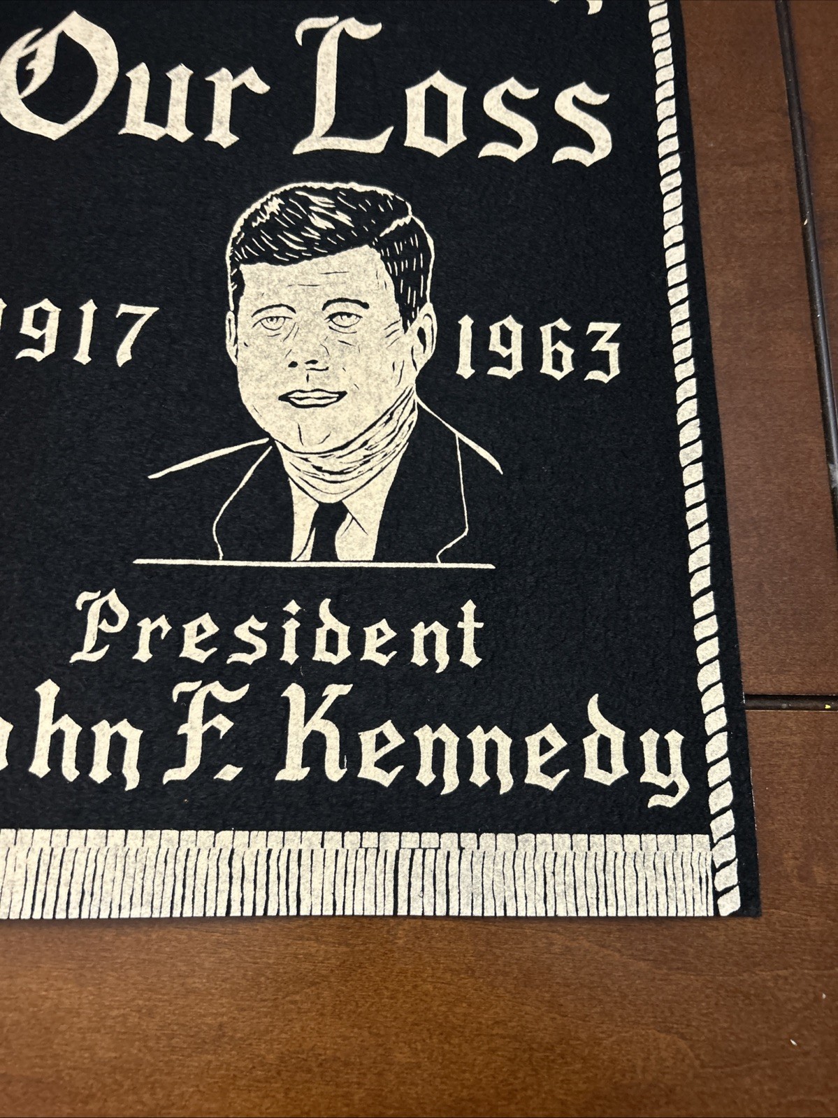 1963 John F Kennedy JFK 1968 Martin King Luther Memorial Felt Banner ORIGINAL