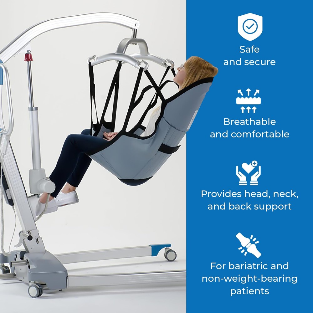 Padded U-Sling with Head Support - Soft Polyester Fabric - Comfy and Safe Lif...