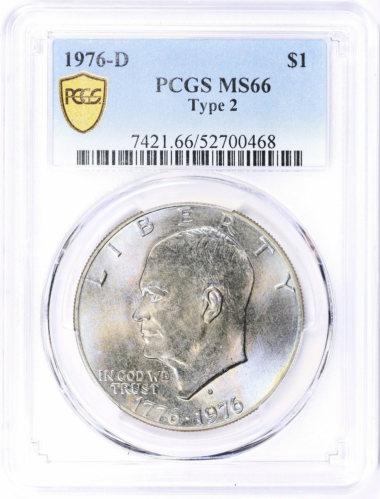 1976-D PCGS MS66 Type 2 Toned Eisenhower Dollar