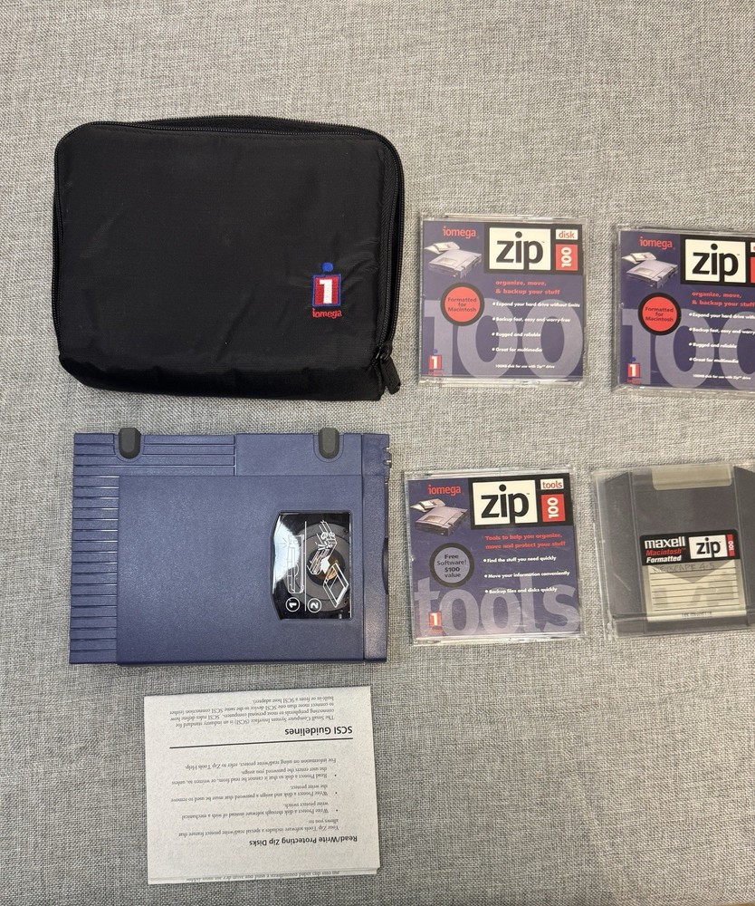 Iomega Zip Drive & 4 Disks - Untested