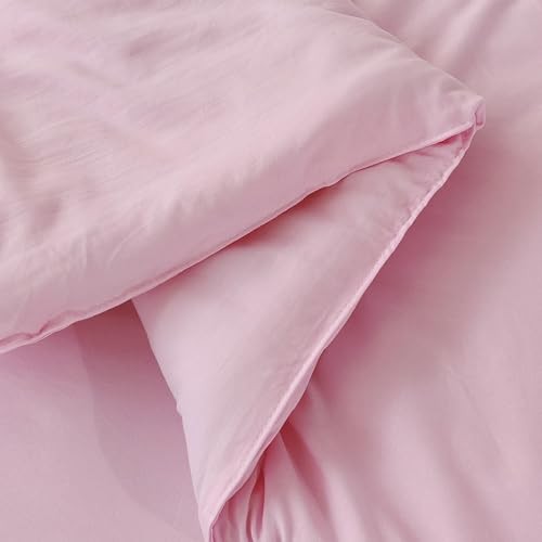 3PCS Light Comforter Set with 2 Pillowcases, Brushed Microfiber Twin Pink
