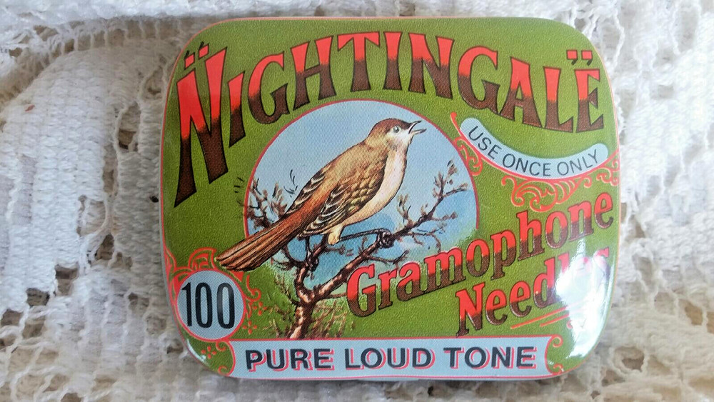 Vintage NIGHTINGALE Gramophone Needles Tin (empty)