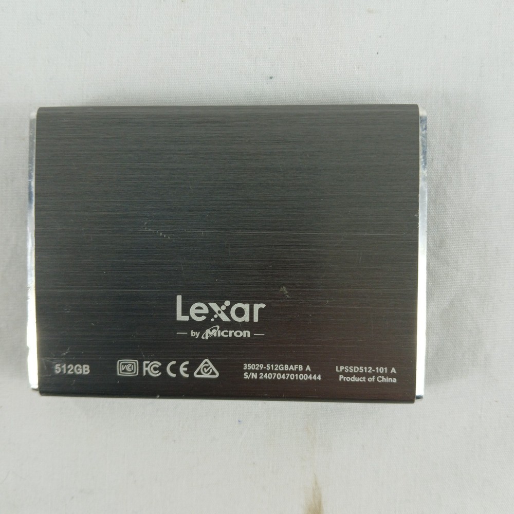 LEXAR SOLID STATE EXTERNAL HARD DRIVE 512GB SILVER LPSSD512-101 A TESTED WORKS