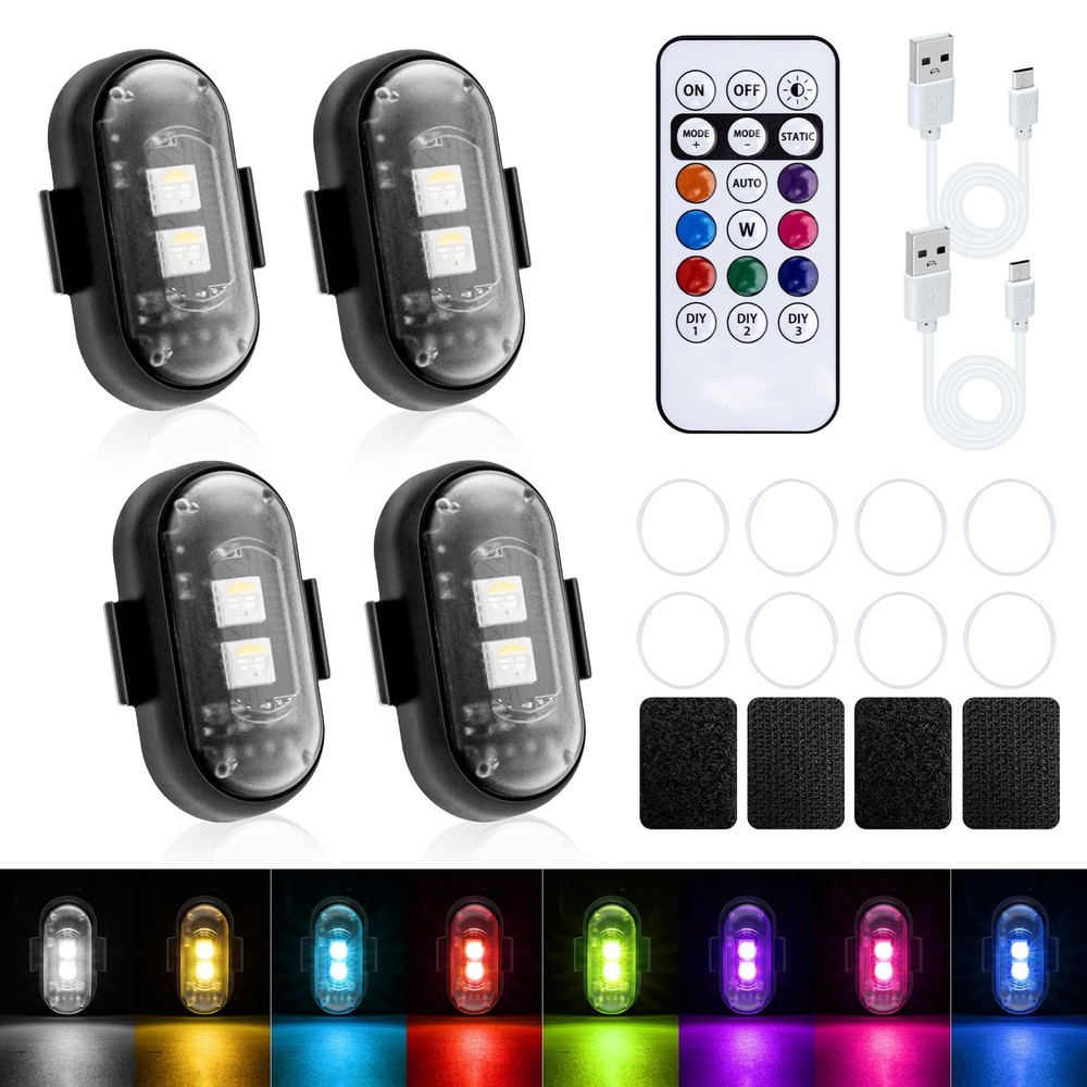 Mcbazel 4 Pcs Wireless Rechargeable Magnetic LED Strobe Lights, Multicolor