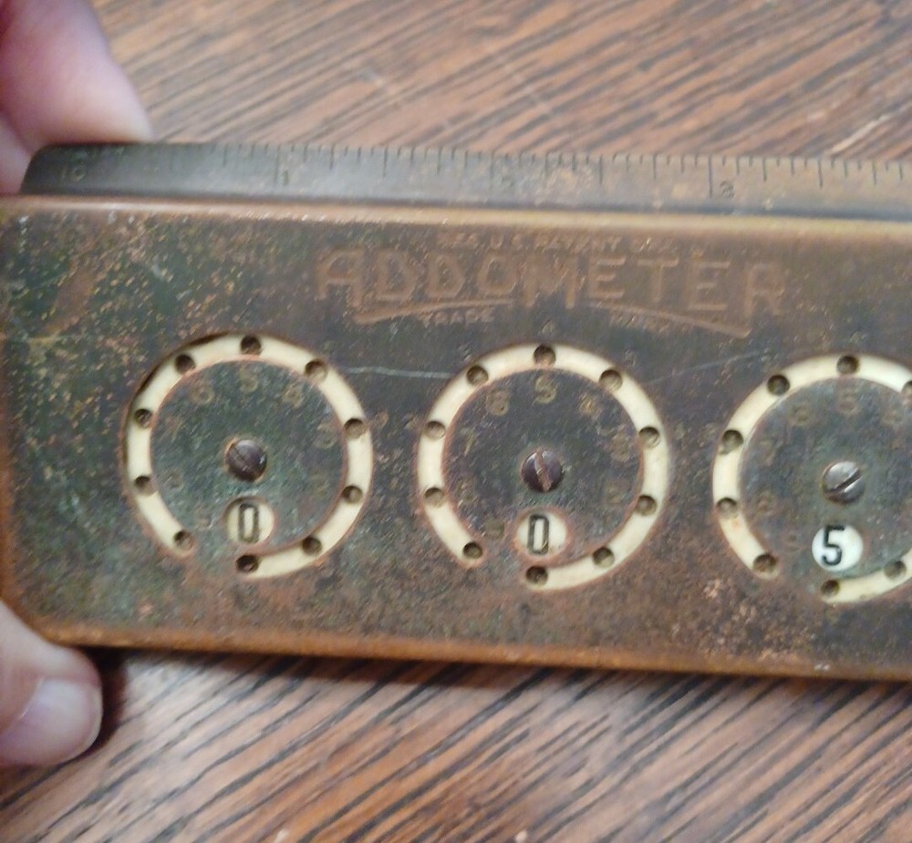 Vintage ADDOMETER Adding Machine And Ruler Mechanical Calculator Reliable USA