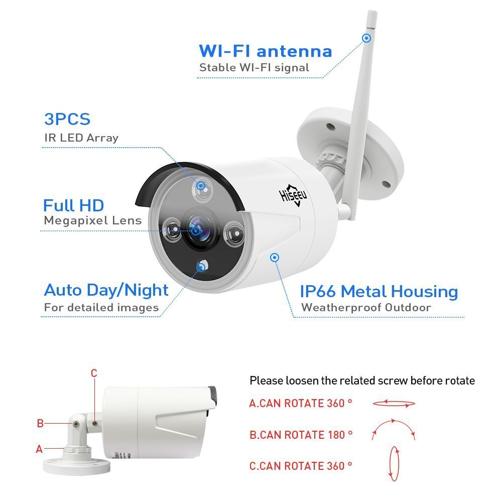 Hiseeu 5MP 10inch Monitor 10Ch NVR 5G WiFi Security Camera System 1/3TB HDD Lot