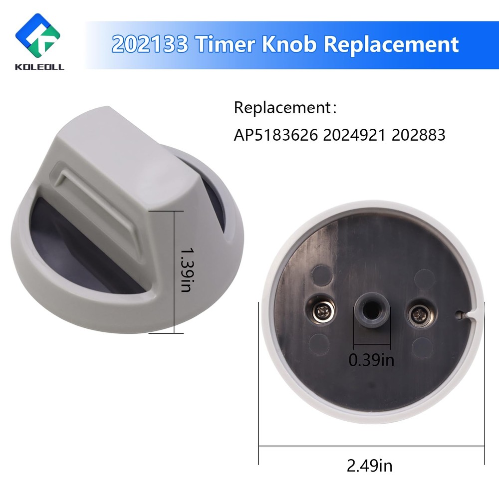 2PC 202133 Timer Knob Compatible with Speed Queen Washer Replace AP5183626