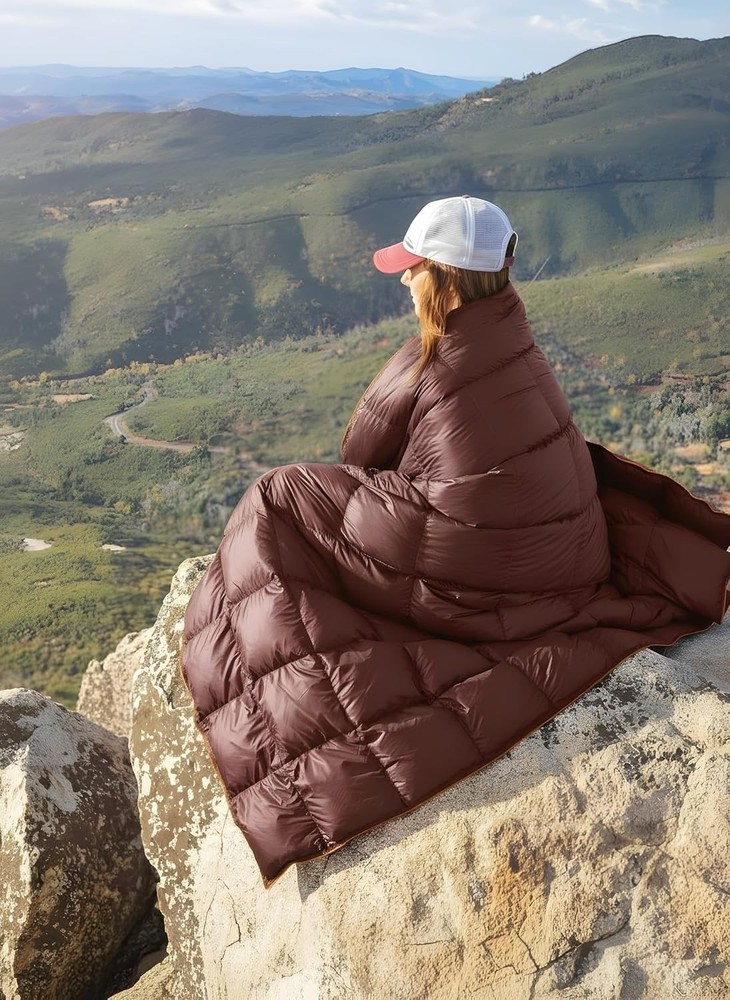 Down Camping Blanket - Puffy, Packable, Lightweight and Warm | Ideal for Outd...
