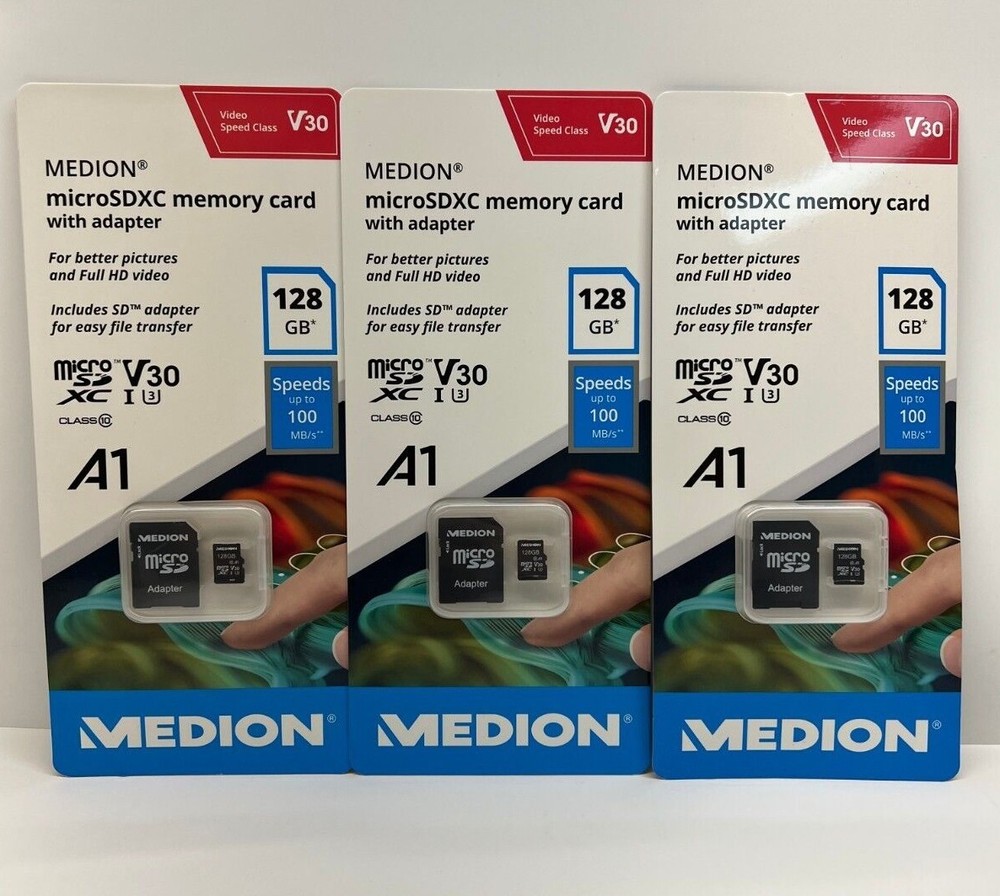 Medion microSDXC 128 GB memory card- 3 PACK