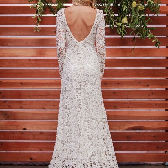 Dreamers & Lovers Clover Wedding Dress Vintage White Inspired Backless Crochet