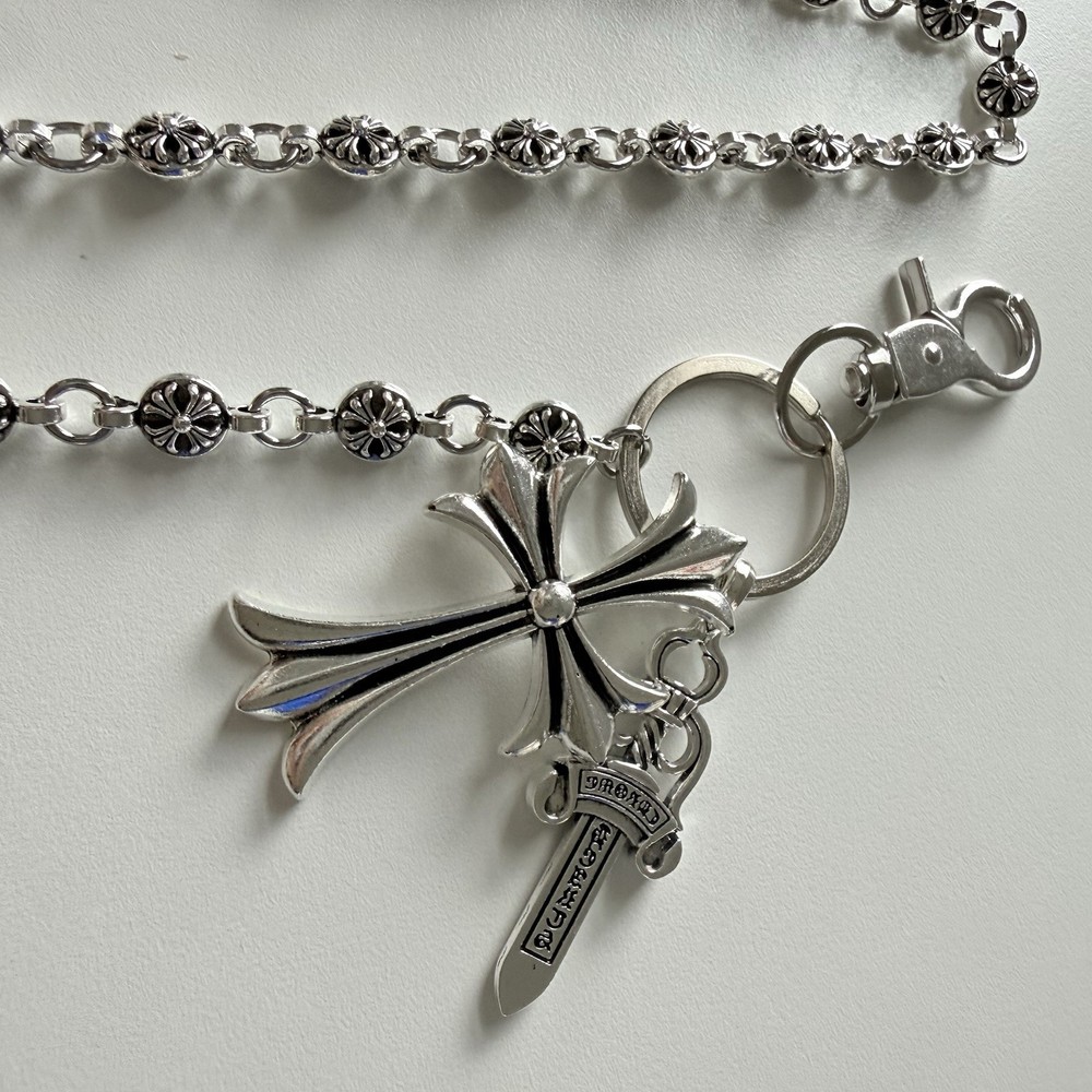CH Style Chrome Cross Gothic Pants Keychain Chain 55cm