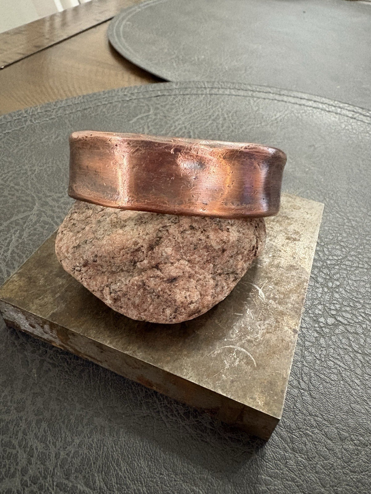 Handmade Pure Copper Wide Cuff Bracelet for Men, Hammered