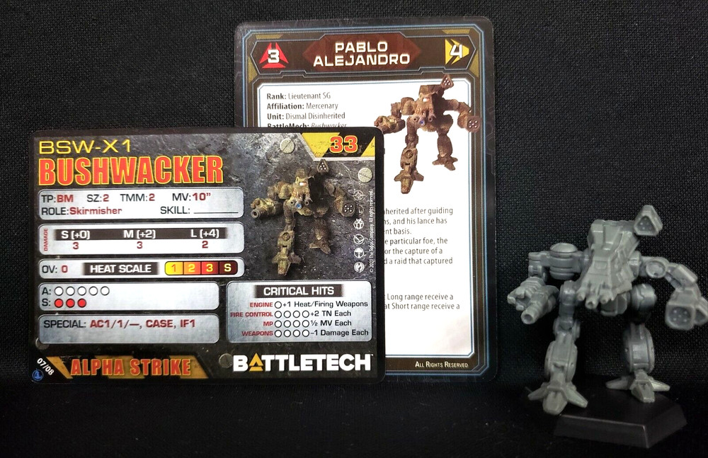 Battletech Bushwacker, Mech Pilot Cards Catalyst Inner Sphere Heavy Battle Lance